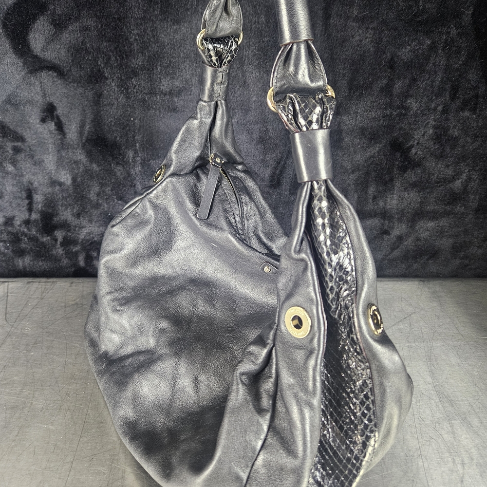 Kate Spade Black Hobo Bag with Snakeskin Detail